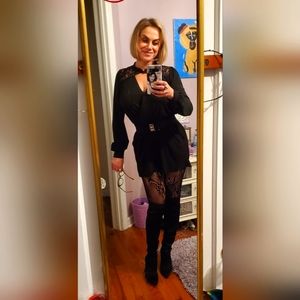 BCBGeneration Silky Black Lace Romper